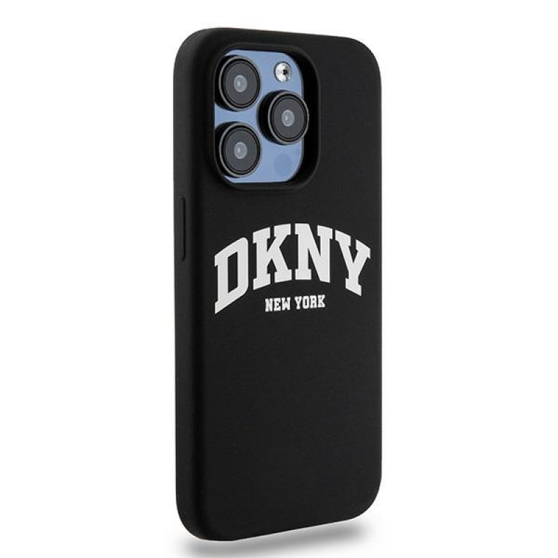 DKNY Apple iPhone 14 Pro -kovakotelo Liquid Silicone valkoinen painettu logo MagSafe, musta