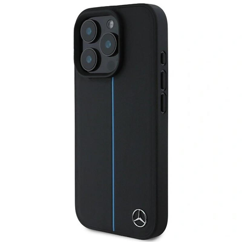 Mercedes MEHMP16L23RURBK Apple iPhone 16 Pro -kovakotelo MB Blue Line Leather MagSafe, musta