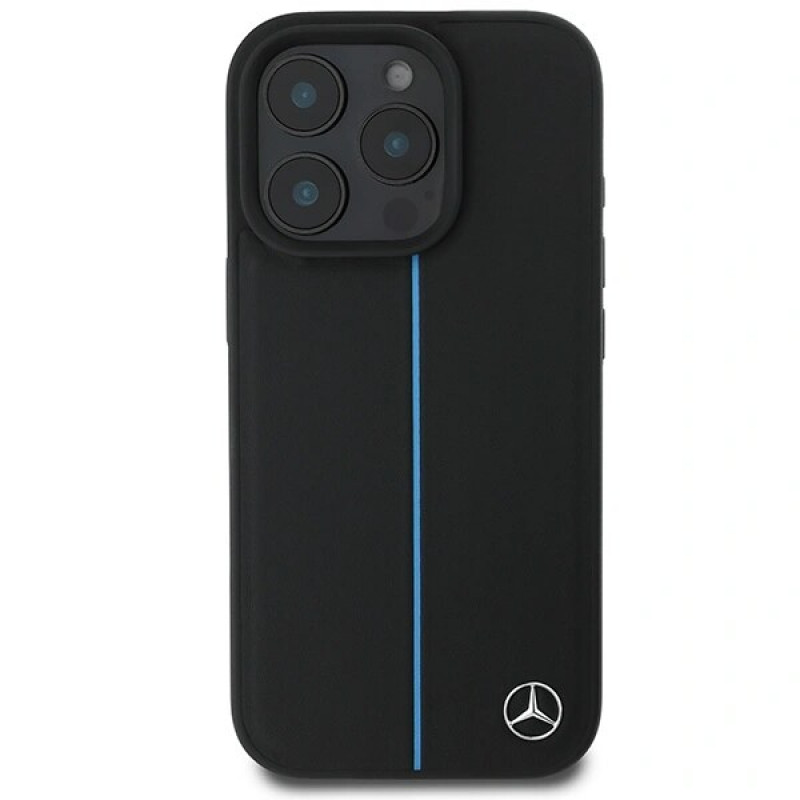 Mercedes MEHMP16L23RURBK Apple iPhone 16 Pro -kovakotelo MB Blue Line Leather MagSafe, musta
