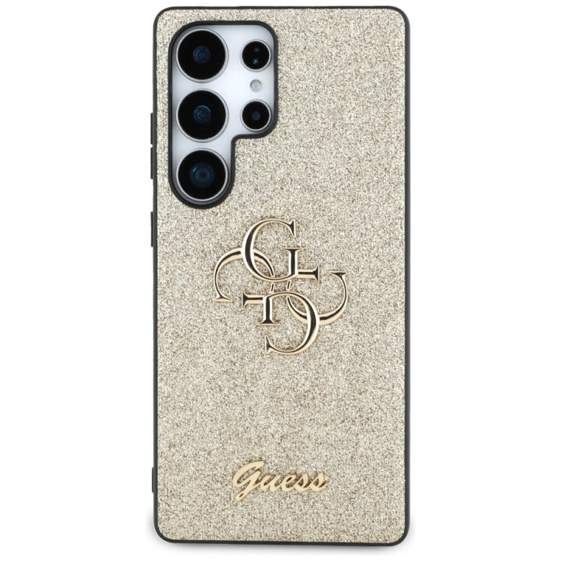 Guess Fixed Glitter Big 4G Metal Logo -kovakotelo Samsung Galaxy S25 Ultra -puhelimelle, kulta