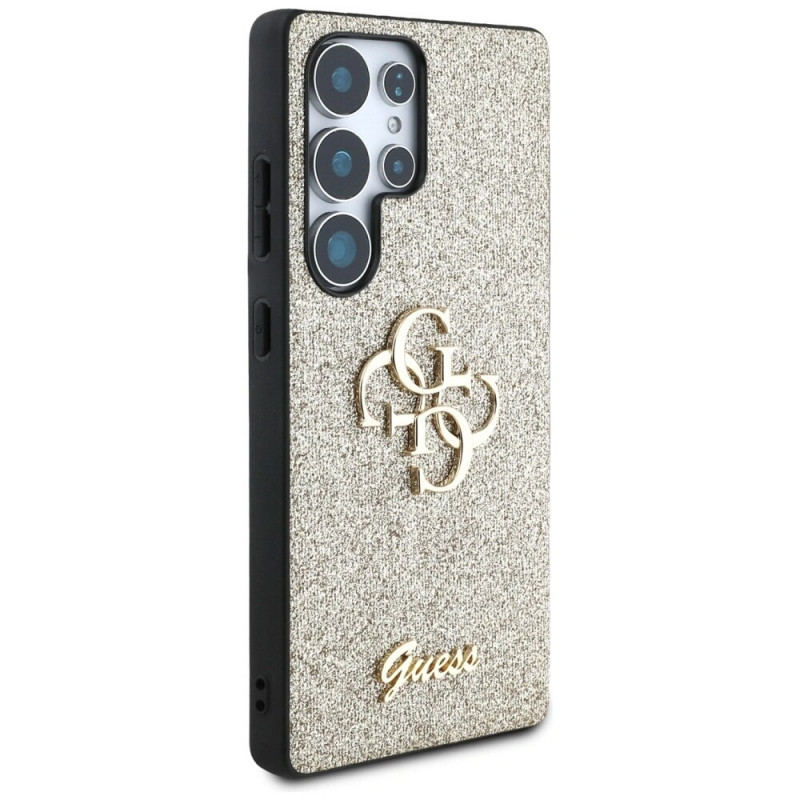 Guess Fixed Glitter Big 4G Metal Logo -kovakotelo Samsung Galaxy S25 Ultra -puhelimelle, kulta