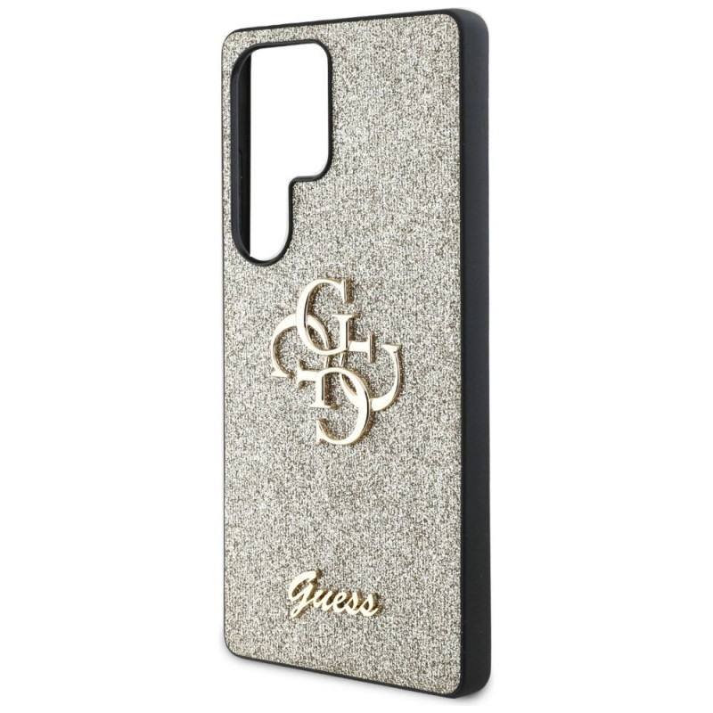 Guess Fixed Glitter Big 4G Metal Logo -kovakotelo Samsung Galaxy S25 Ultra -puhelimelle, kulta