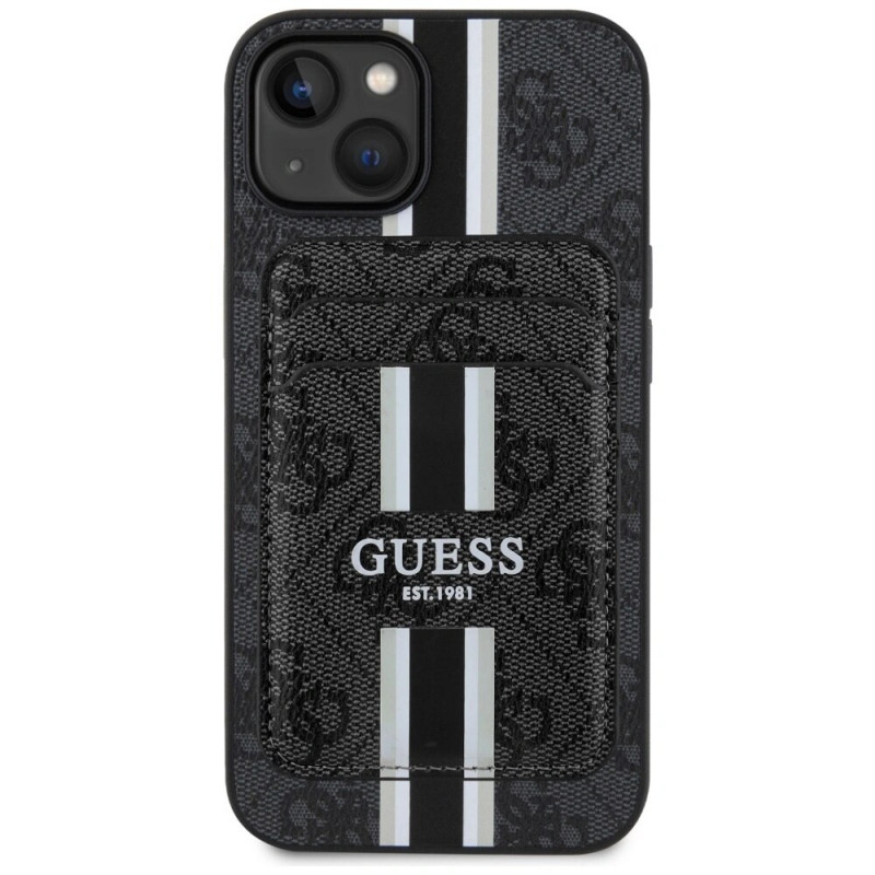 Guess 4G Stripes MagSafe Wallet Case Apple iPhone 15:lle, musta