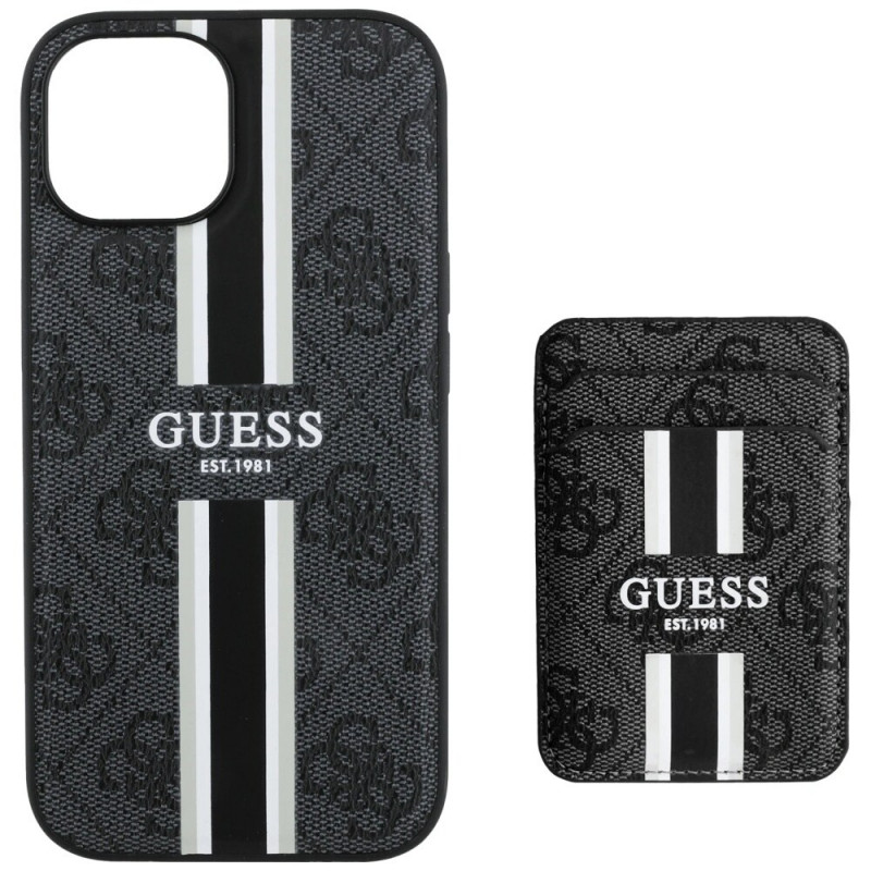 Guess 4G Stripes MagSafe Wallet Case Apple iPhone 15:lle, musta