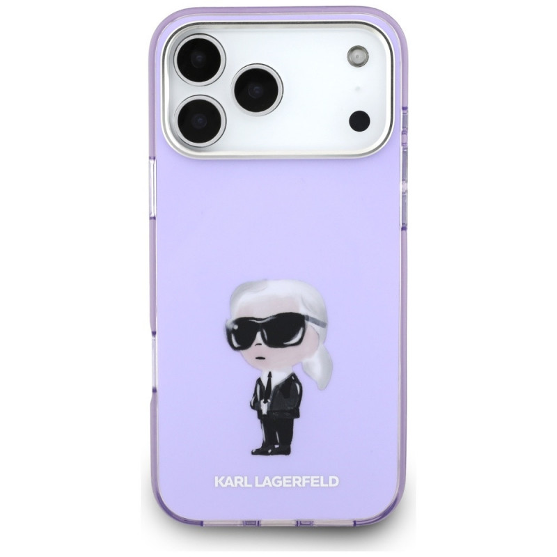 Karl Lagerfeld KLD22568 IML Aquarelle Karl & Choupette & Logo MagSafe -suojakotelo Apple iPhone 17 Pro Max -puhelimelle, violetti