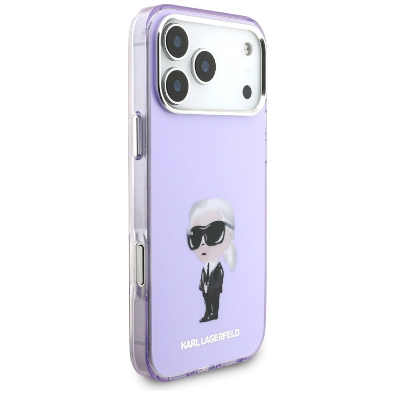 Karl Lagerfeld KLD22568 IML Aquarelle Karl & Choupette & Logo MagSafe -suojakotelo Apple iPhone 17 Pro Max -puhelimelle, violetti