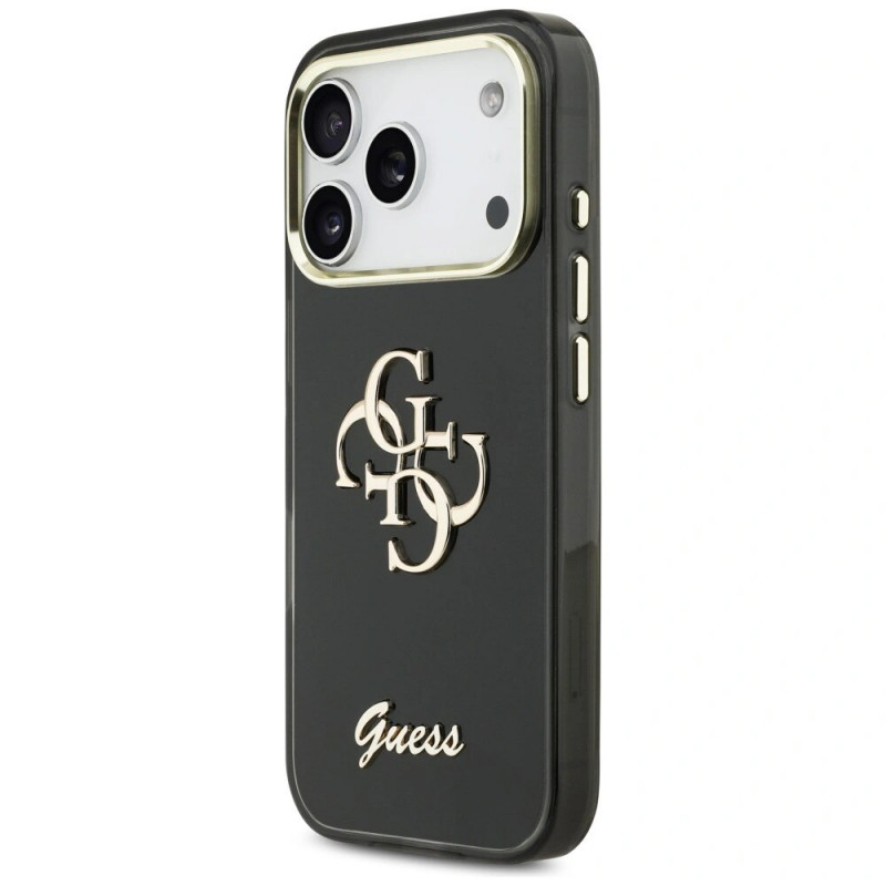 Guess GUE5344 IML 4G Script Metal -kovakotelo Apple iPhone 17 Pro Max -puhelimelle, musta