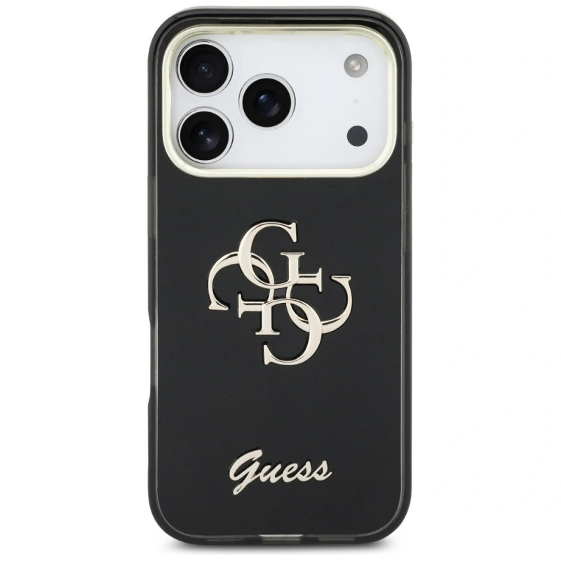 Guess GUE5344 IML 4G Script Metal -kovakotelo Apple iPhone 17 Pro Max -puhelimelle, musta
