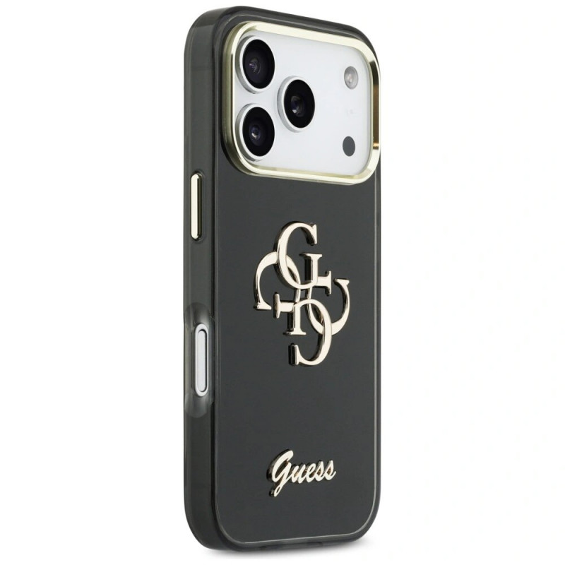 Guess GUE5344 IML 4G Script Metal -kovakotelo Apple iPhone 17 Pro Max -puhelimelle, musta
