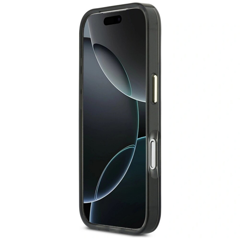 Guess GUE5344 IML 4G Script Metal -kovakotelo Apple iPhone 17 Pro Max -puhelimelle, musta