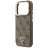 Guess 4G PU Triangle Logo & Stand Camera MagSafe -suojakotelo Apple iPhone 18 Pro Max / 17 Pro Max -puhelimelle, ruskea