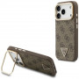 Guess 4G PU Triangle Logo & Stand Camera MagSafe -suojakotelo Apple iPhone 18 Pro / 17 Pro -puhelimelle, ruskea