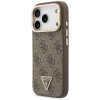 Guess 4G PU Triangle Logo & Stand Camera MagSafe -suojakotelo Apple iPhone 18 Pro / 17 Pro -puhelimelle, ruskea