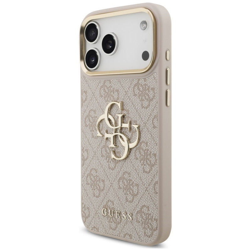 Guess 4G Big 4G Classic Logo Big Strap Metal Buttons -suojakotelo hihnalla Apple iPhone 18 Pro Max / 17 Pro Max -puhelimeen, pinkki