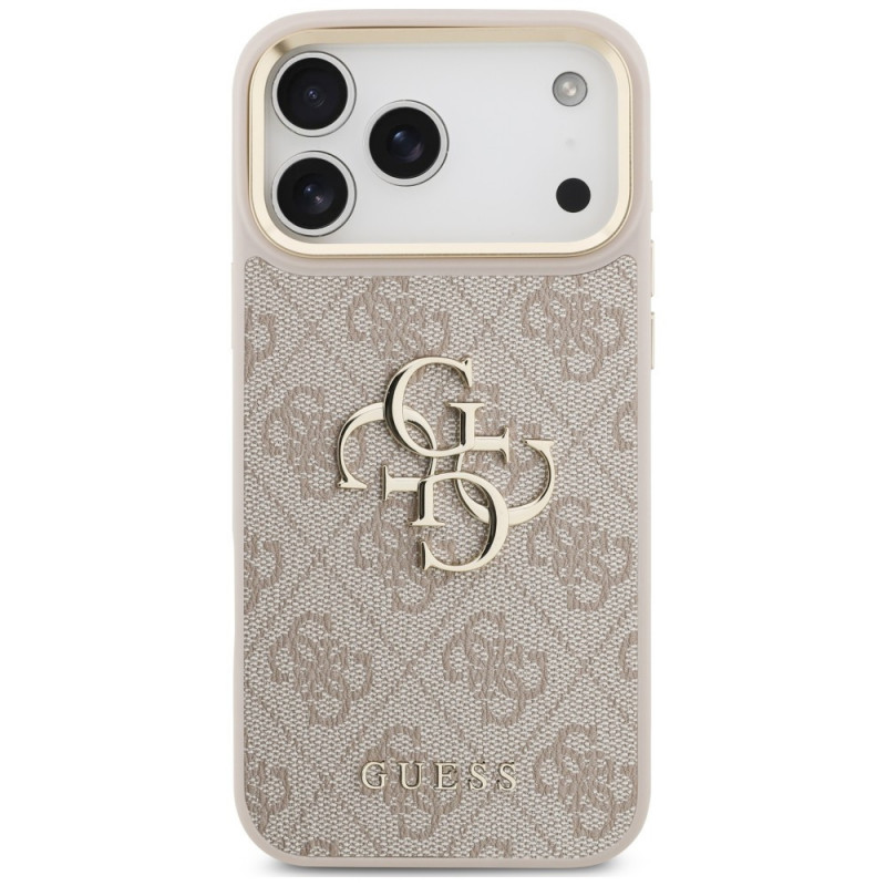 Guess 4G Big 4G Classic Logo Big Strap Metal Buttons -suojakotelo hihnalla Apple iPhone 18 Pro Max / 17 Pro Max -puhelimeen, pinkki