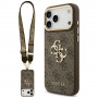 Guess 4G Big 4G Classic Logo Big Strap Metal Buttons -suojakotelo hihnalla Apple iPhone 18 Pro Max / 17 Pro Max -puhelimelle, ruskea
