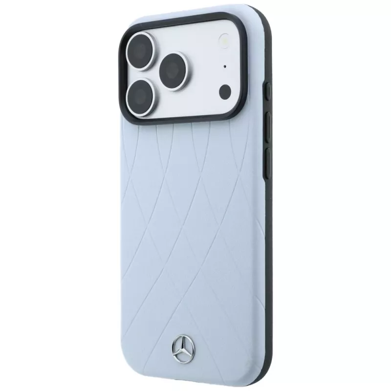 Mercedes Mer008911 Leather with Crossed Lines Anthracite MagSafe -suojakotelo Apple iPhone 18 Pro / 17 Pro -puhelimelle, sininen