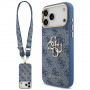 Guess 4G Big 4G Classic Logo Big Strap Metal Buttons -suojakotelo hihnalla Apple iPhone 18 Pro Max / 17 Pro Max -puhelimelle, sininen