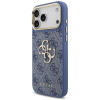 Guess 4G Big 4G Classic Logo Big Strap Metal Buttons -suojakotelo hihnalla Apple iPhone 18 Pro Max / 17 Pro Max -puhelimelle, sininen