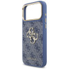 Guess 4G Big 4G Classic Logo Big Strap Metal Buttons -suojakotelo hihnalla Apple iPhone 18 Pro Max / 17 Pro Max -puhelimelle, sininen