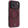 Mercedes-Benz Leather with Ring Stand MagSafe -suojakotelo Apple iPhone 18 Pro / 17 Pro -puhelimelle, burgundy