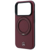 Mercedes-Benz Leather with Ring Stand MagSafe -suojakotelo Apple iPhone 18 Pro Max / 17 Pro Max -puhelimelle, burgundy