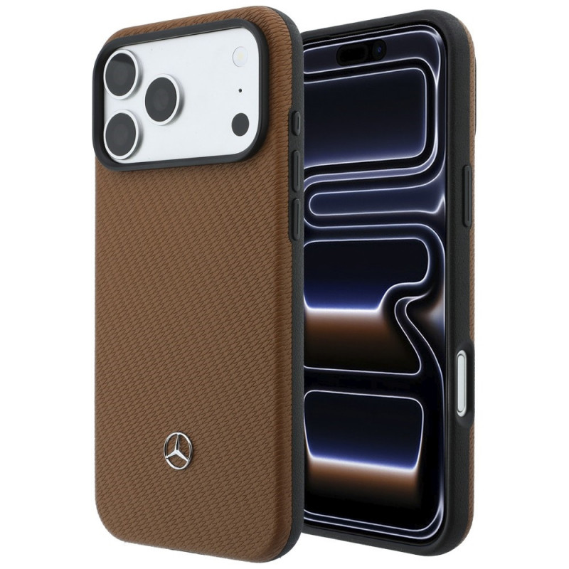 Mercedes-Benz Grill Pattern Leather MagSafe -suojakuori ja korttilompakkosetti Apple iPhone 18 Pro Max / 17 Pro Max -puhelimelle, camel