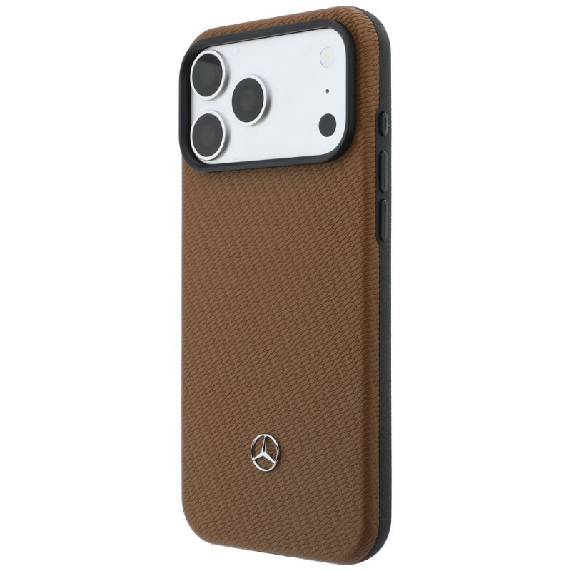 Mercedes-Benz Grill Pattern Leather MagSafe -suojakuori ja korttilompakkosetti Apple iPhone 18 Pro Max / 17 Pro Max -puhelimelle, camel