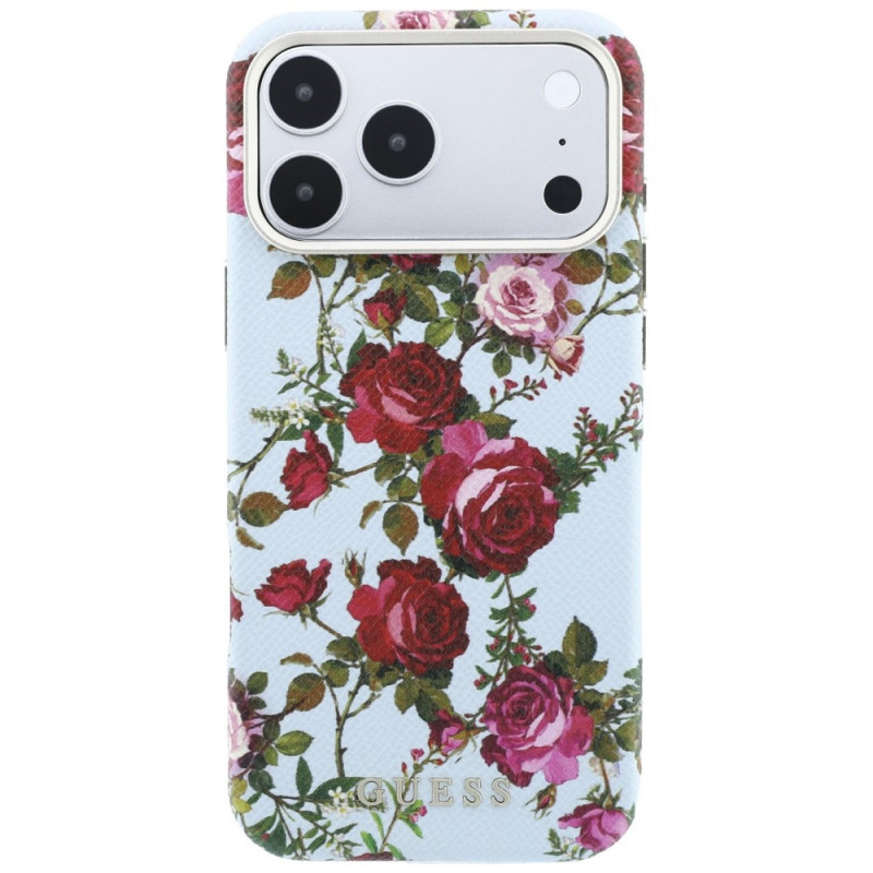 Guess GUE6026 Blossom Roses Print MagSafe -suojakotelo Apple iPhone 18 Pro / 17 Pro -puhelimelle, sininen