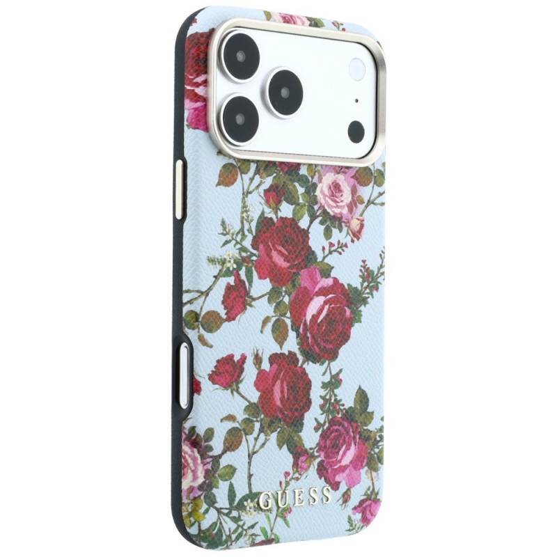 Guess GUE6026 Blossom Roses Print MagSafe -suojakotelo Apple iPhone 18 Pro / 17 Pro -puhelimelle, sininen