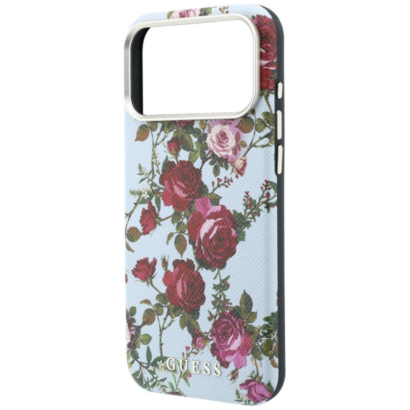 Guess GUE6026 Blossom Roses Print MagSafe -suojakotelo Apple iPhone 18 Pro / 17 Pro -puhelimelle, sininen