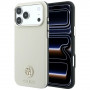 Guess GUE005545 Grained Round Strass Logo MagSafe -suojakotelo Apple iPhone 18 Pro / 17 Pro -puhelimelle, beige