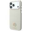Guess GUE005545 Grained Round Strass Logo MagSafe -suojakotelo Apple iPhone 18 Pro / 17 Pro -puhelimelle, beige
