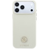 Guess GUE005545 Grained Round Strass Logo MagSafe -suojakotelo Apple iPhone 18 Pro / 17 Pro -puhelimelle, beige