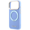 Guess Ring Stand 360 Grained Classic Logo MagSafe -suojakotelo Apple iPhone 18 Pro Max / 17 Pro Max -puhelimelle, vaaleansininen