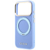 Guess Ring Stand 360 Grained Classic Logo MagSafe -suojakotelo Apple iPhone 18 Pro / 17 Pro -puhelimelle, vaaleansininen