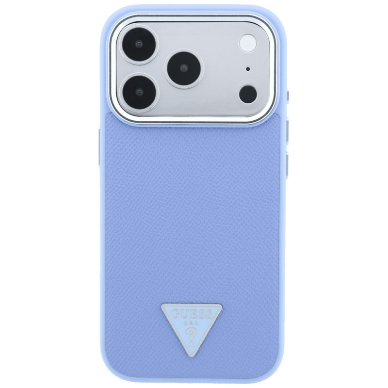 Guess Grained Triangle Logo MagSafe -kovakuori Apple iPhone 18 Pro / 17 Pro -puhelimelle, sininen
