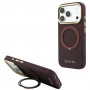 Guess Ring Stand 360 Grained Classic Logo MagSafe -suojakotelo Apple iPhone 18 Pro / 17 Pro -puhelimelle, burgundy