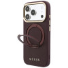 Guess Ring Stand 360 Grained Classic Logo MagSafe -suojakotelo Apple iPhone 18 Pro / 17 Pro -puhelimelle, burgundy