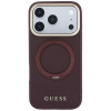 Guess Ring Stand 360 Grained Classic Logo MagSafe -suojakotelo Apple iPhone 18 Pro / 17 Pro -puhelimelle, burgundy