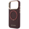 Guess Ring Stand 360 Grained Classic Logo MagSafe -suojakotelo Apple iPhone 18 Pro / 17 Pro -puhelimelle, burgundy