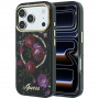 Guess GUE6042 IML Glitter Blossom Roses MagSafe -kovakuori Apple iPhone 18 Pro Max / 17 Pro Max -puhelimelle, musta