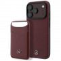 Mercedes-Benz Grill Pattern Leather MagSafe -suojakotelo ja korttilompakkosetti Apple iPhone 18 Pro / 17 Pro -puhelimelle, burgundy