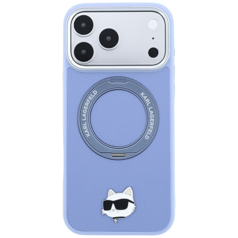 Karl Lagerfeld with Ring Stand 360 Choupette Head Pin MagSafe -suojakotelo Apple iPhone 18 Pro Max / 17 Pro Max -puhelimelle, vaaleansininen (KF003220)