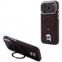 Karl Lagerfeld with Ring Stand 360 Karl Head Pin MagSafe -suojakotelo Apple iPhone 18 Pro Max / 17 Pro Max -puhelimelle, burgundy