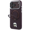 Karl Lagerfeld with Ring Stand 360 Karl Head Pin MagSafe -suojakotelo Apple iPhone 18 Pro Max / 17 Pro Max -puhelimelle, burgundy