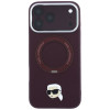Karl Lagerfeld with Ring Stand 360 Karl Head Pin MagSafe -suojakotelo Apple iPhone 18 Pro Max / 17 Pro Max -puhelimelle, burgundy