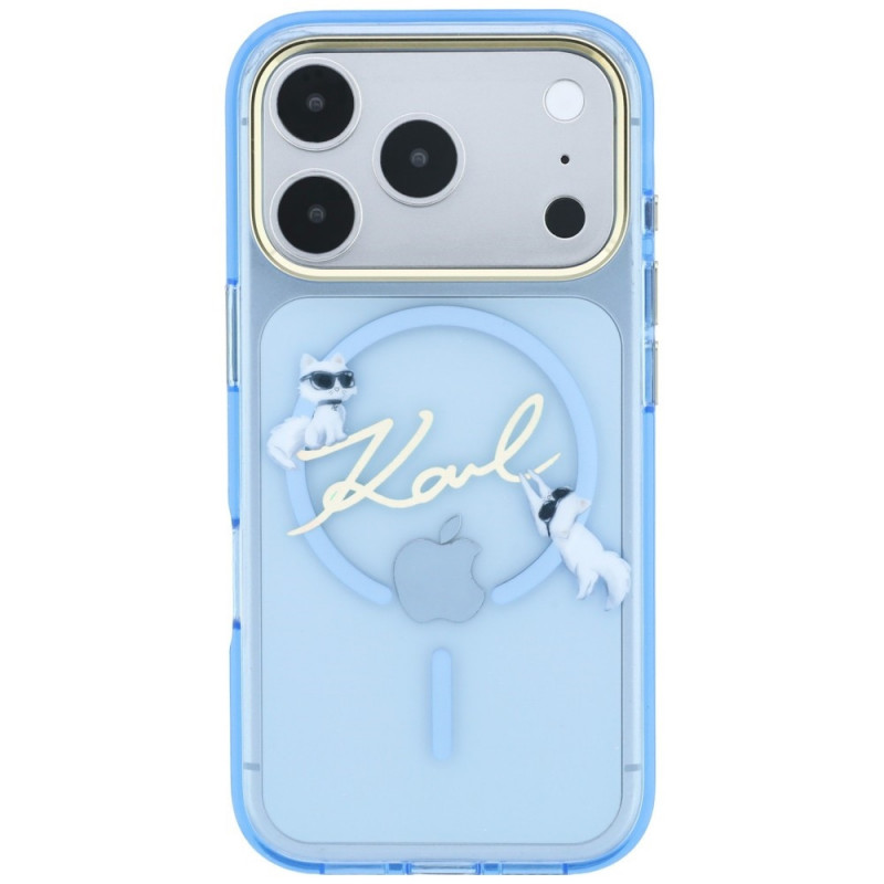 Karl Lagerfeld Script Logo MagSafe -suojakotelo Apple iPhone 18 Pro / 17 Pro -puhelimelle, vaaleansininen