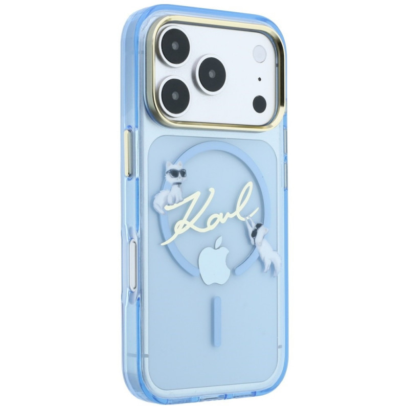 Karl Lagerfeld Script Logo MagSafe -suojakotelo Apple iPhone 18 Pro / 17 Pro -puhelimelle, vaaleansininen