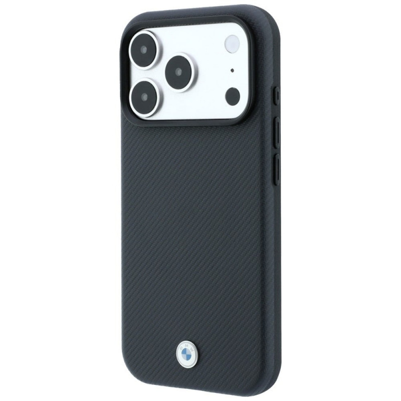 BMW Kevlar Metal Logo MagSafe -suojakotelo Apple iPhone 18 Pro / 17 Pro -puhelimelle, antrasiitti